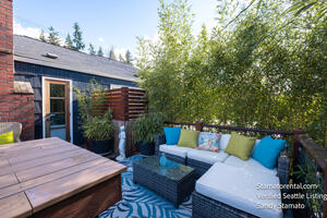 French doors open to this deck with bamboo views.So quiet