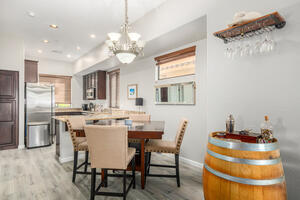 Wine glass/barrel & dining table