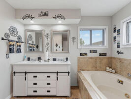 Master Bathroom with Double Vanity and Bath
