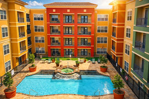 Resort style pool and courtyard