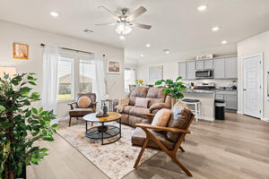 Open-concept living and kitchen