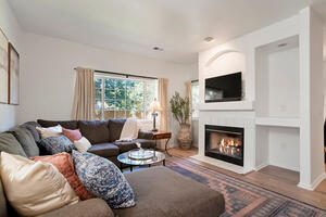 Living room with large couch for getting cozy