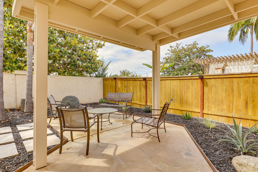 Sitting area in backyard