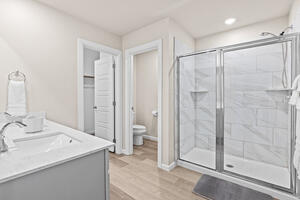 Primary bath with glass shower