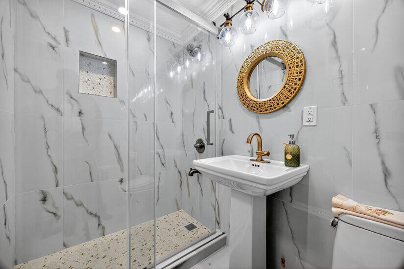 Bath with stand up shower