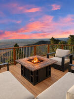 Step outside living room to front deck views.