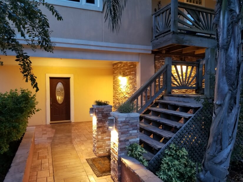 Outside stairs to upper porch entry