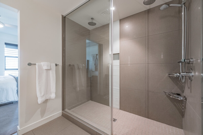 Large walk in shower with rain head