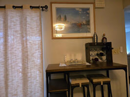 Bar Table with Stools and Wine Rack