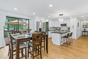 A spacious kitchen and dining area.