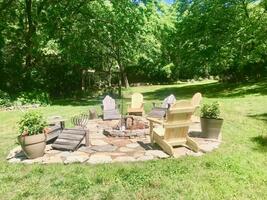 Fire pit patio for chilling out or roasting marshmallows.