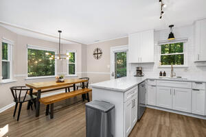 Dining table seats 6-8 easily