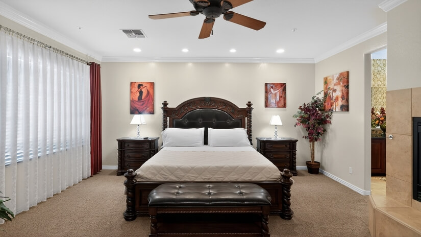 King bed in the master bedroom.
