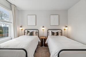 Stylish retreat with earthy tones and plush pillows