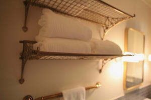 European train car shelves for towels