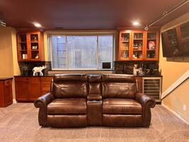 Basement area with wine fridge