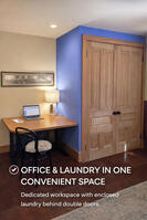 Desk and laundry area
