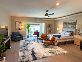 Fully Furnished Studio with ceiling fan, smart TV, desk