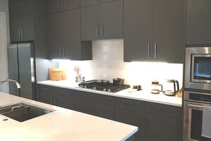 Modern kitchen with stainless appliances