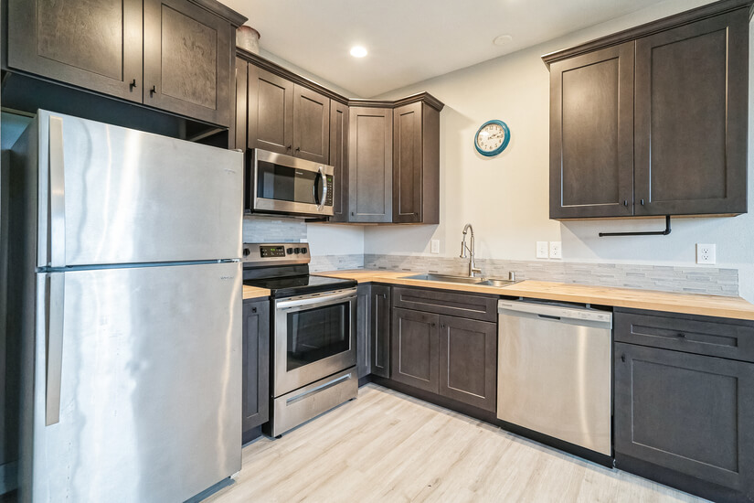 A kitchen with space for your cooking needs.