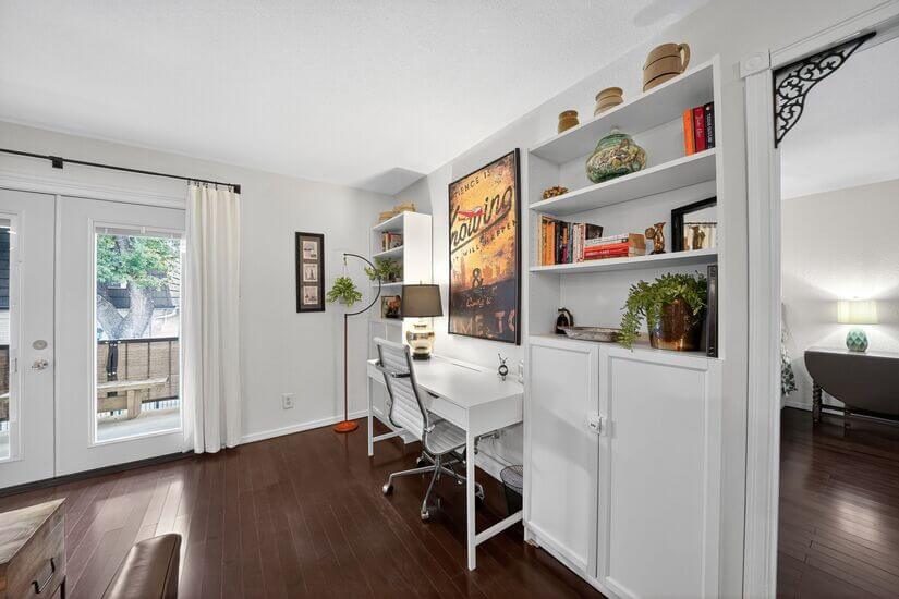 Desk and bookshelves