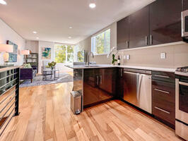 Fully equipped kitchen with stainless steel appliances