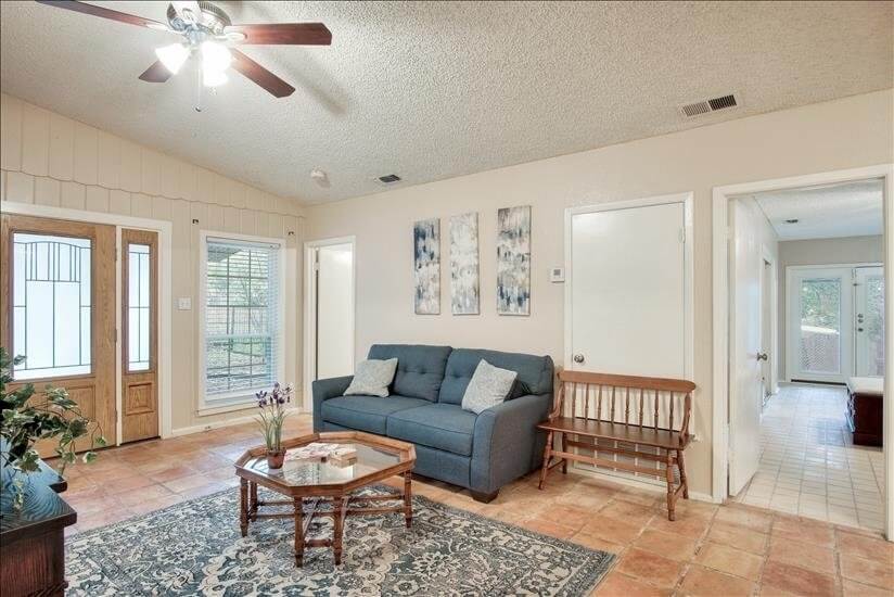 Living room w/full size sofa sleeper, office