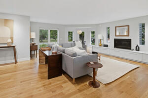 Living Room with fireplace and family space