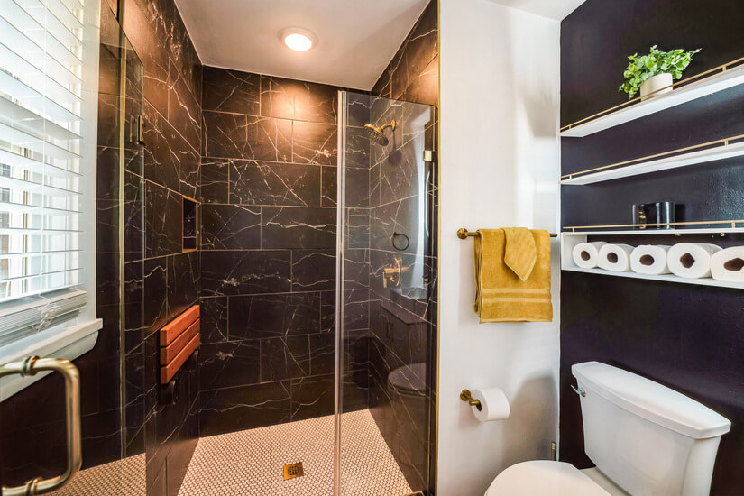 Elegant Master Bath w/custom walk-in shower and shower seat