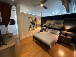 Beautiful artwork and lighting with ceiling fan