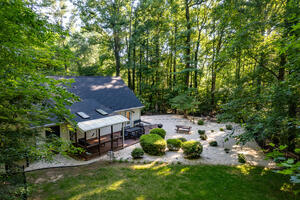 Aerial view of backyard