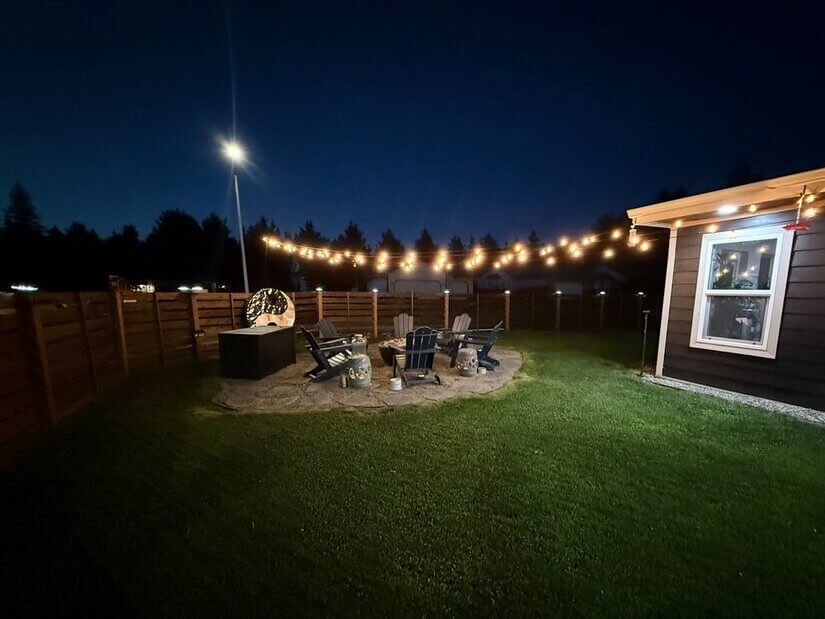 night time fire pit area