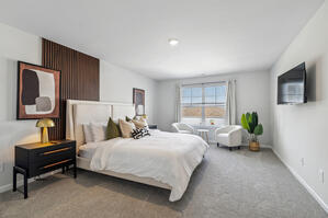 Relax in luxury with a chic bed and blackout curtains