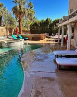 pool spa and backyard