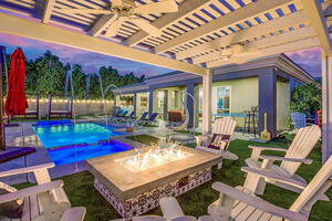 Outdoor Firepit overlooking the Pool
