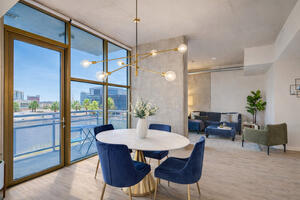 dining area with north facing balcony view