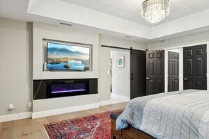 electric fireplace, smart TV