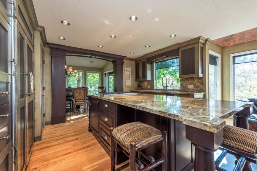 Kitchen island with seating for up to six
