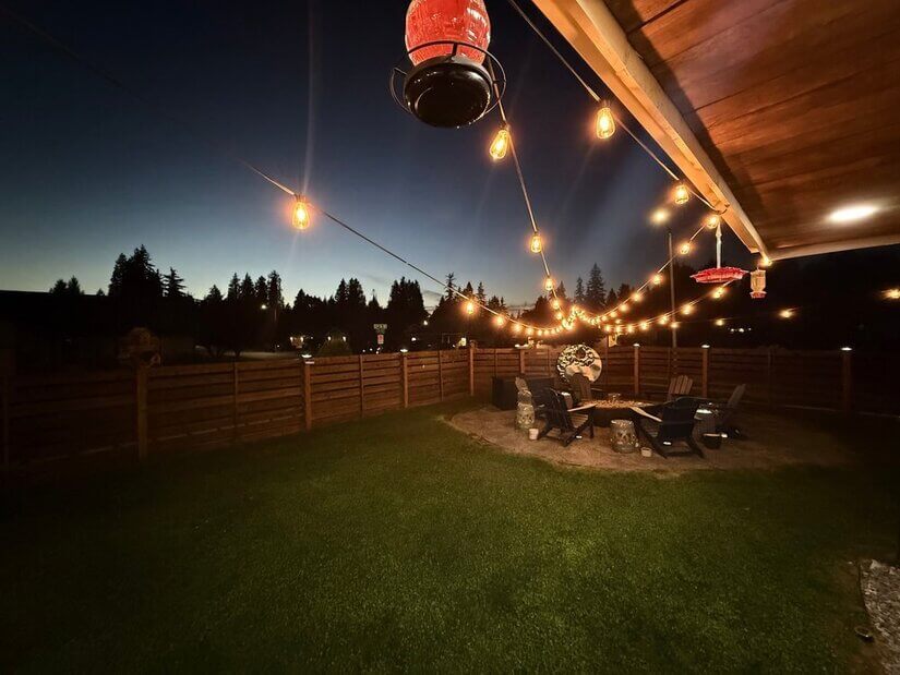 walking out the slider at night to back yard