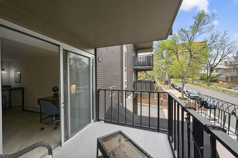 Balcony and sliding door