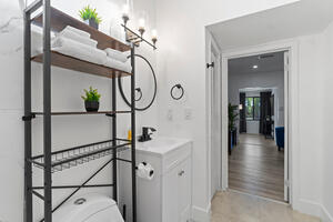 bathroom looking at living