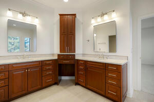 Double vanity and heated floors