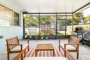 Outdoor living space with ping pong table and fun activities