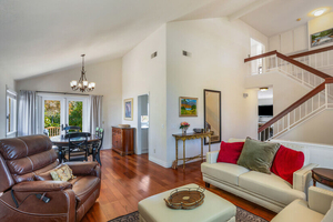 Open-Concept Living and Formal Dining Room with High Ceiling