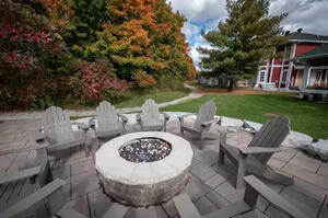 Outdoor fireplace gathering