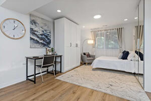 Downstairs bedroom with desk.