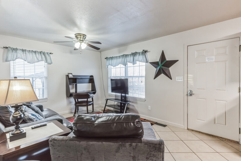 Comfortable Living Room with a work space area
