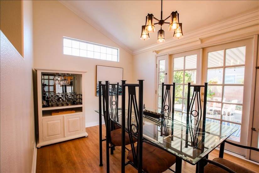 Dining room overlooking the outside patio